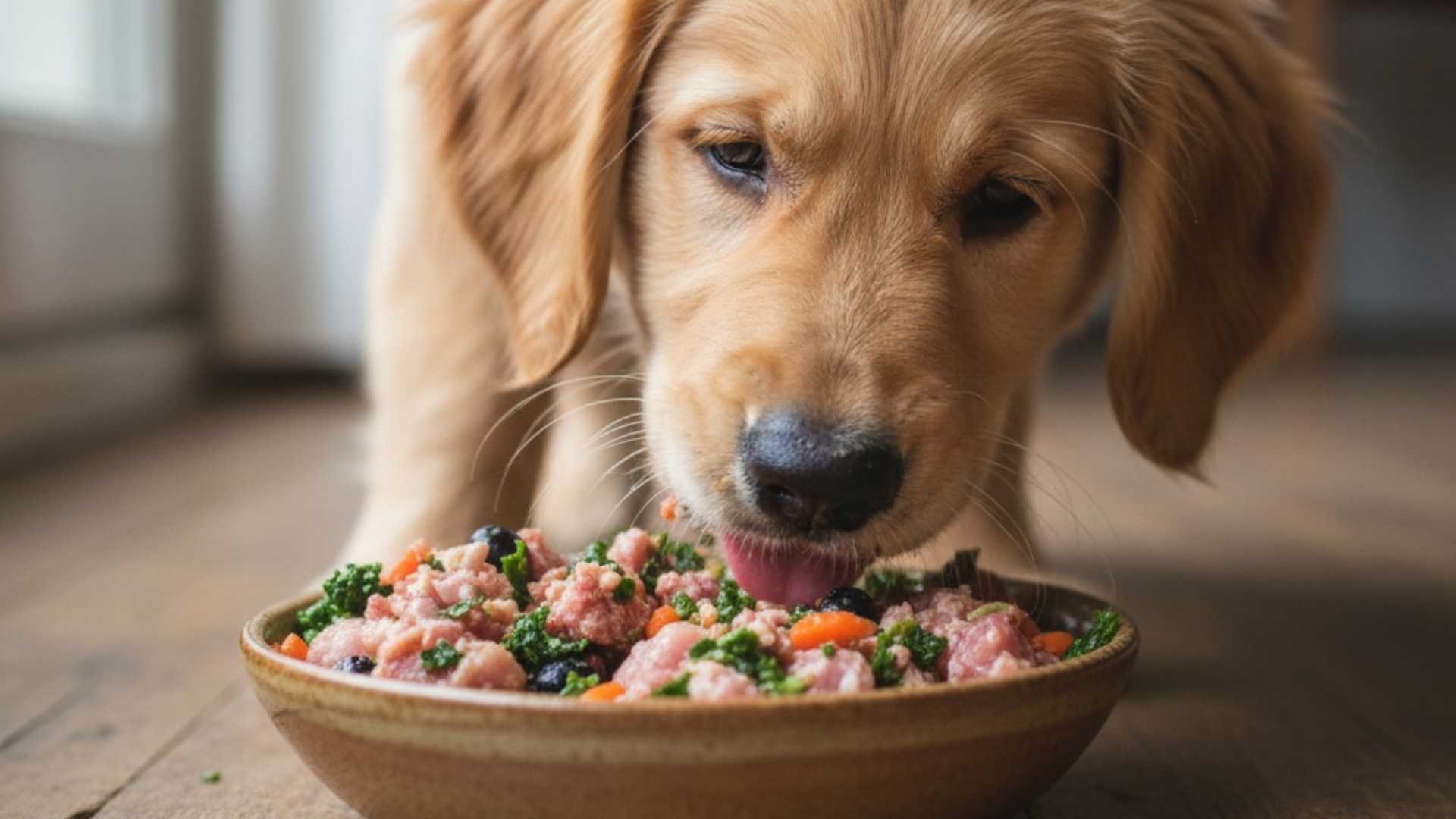 cachorro comiendo barf 
